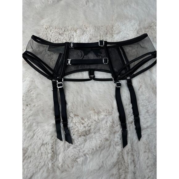 Honey Birdette STELLA🖤 Black Silver Floral 3 Piece Set 34DDD, S, S Thong - Picture 8 of 11